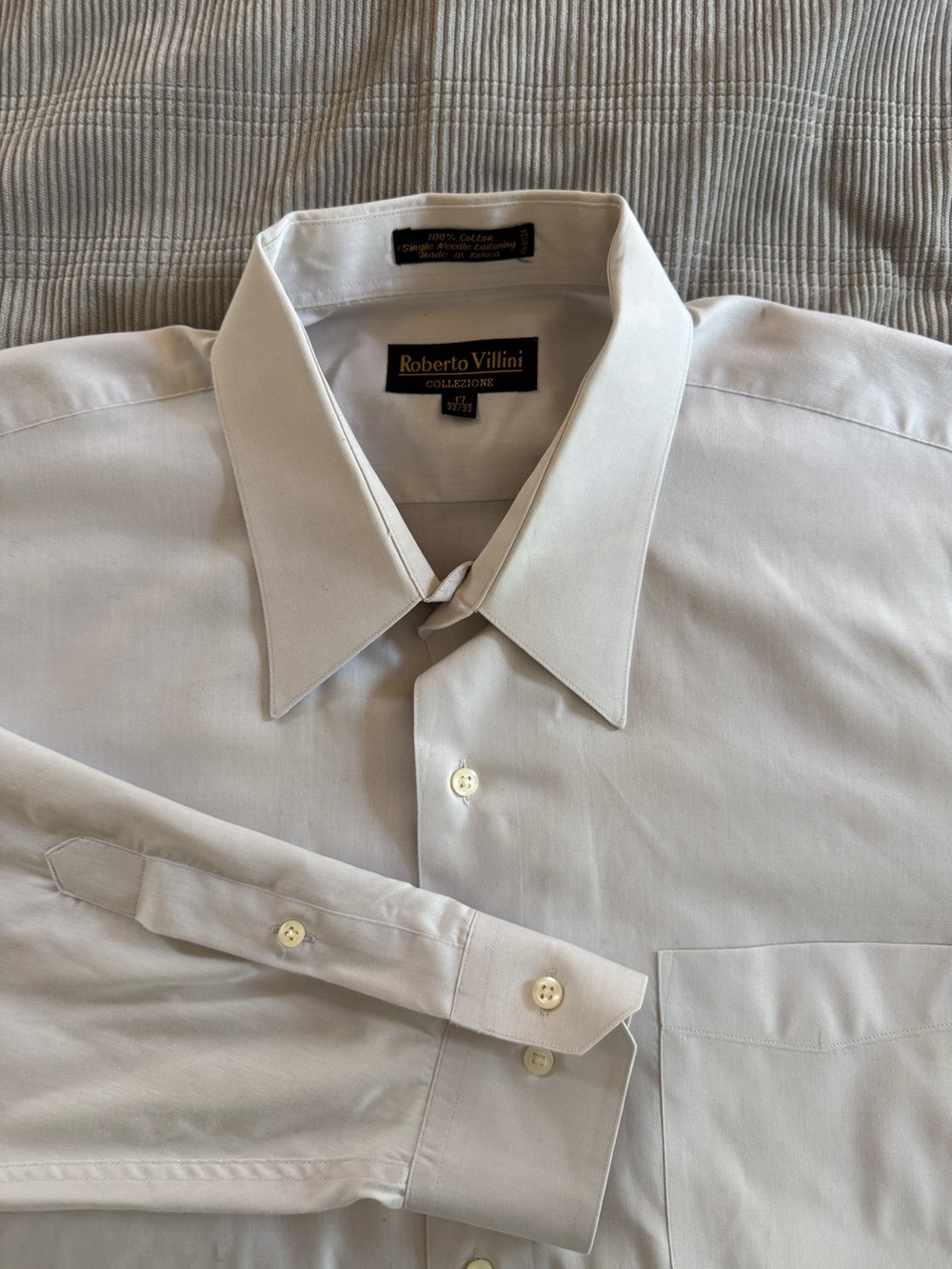 Roberto Villini Collezione White Dress Shirt – Men’s 17 / 32-33 – 100% Cotton